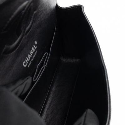 Classic Double Flap Medium Black Caviar Leather Silver