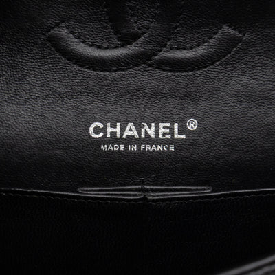 Classic Double Flap Medium Black Caviar Leather Silver