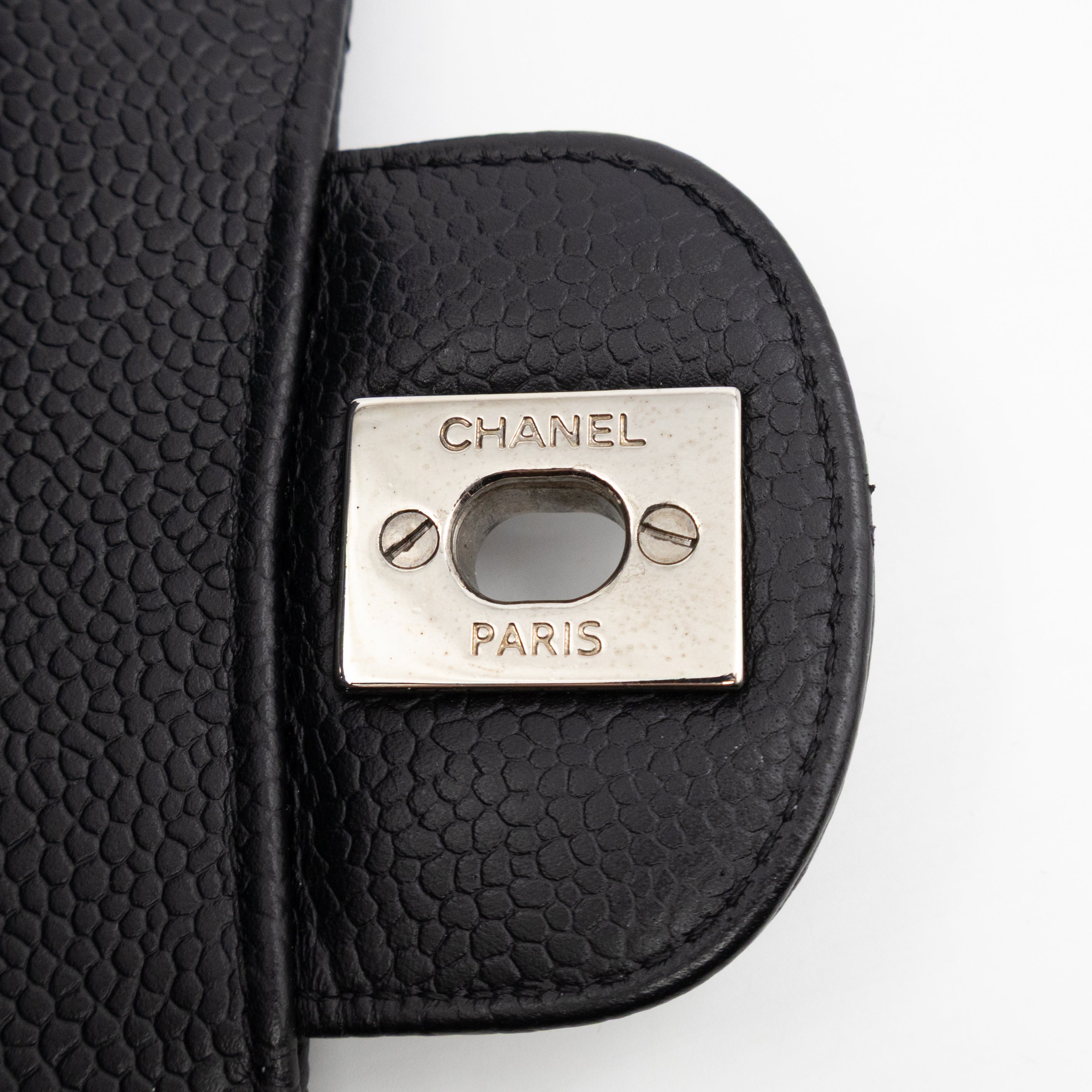 Classic Double Flap Medium Black Caviar Leather Silver