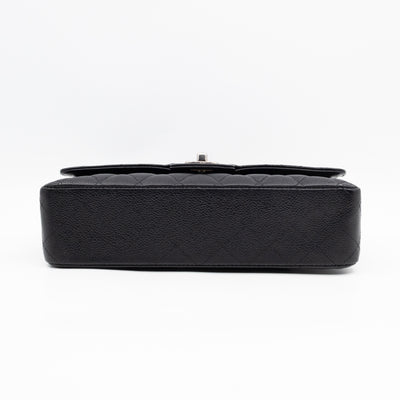 Classic Double Flap Medium Black Caviar Leather Silver