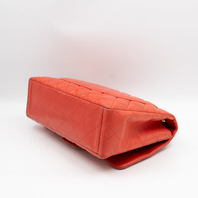Classic Single Flap Maxi Orange Lambskin Leather