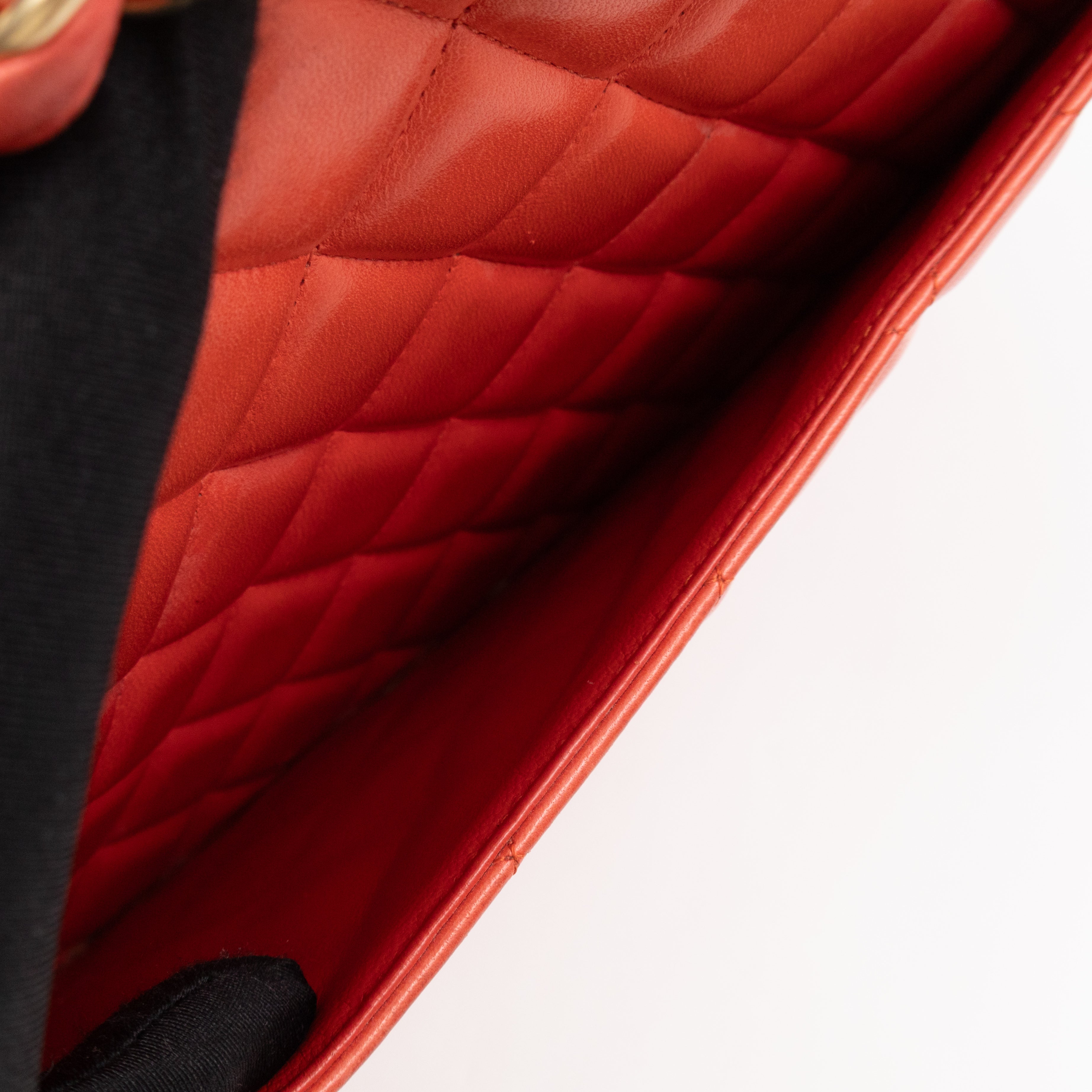 Classic Single Flap Maxi Orange Lambskin Leather