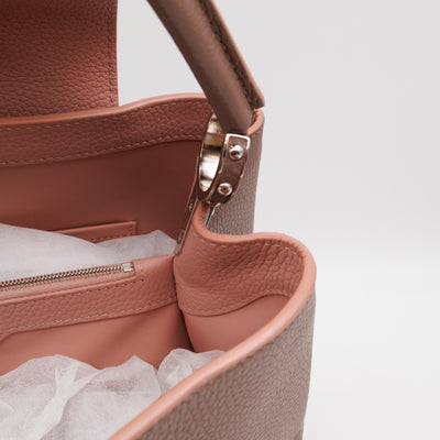 Capucines MM Taupe & Rose Taurillon Leather