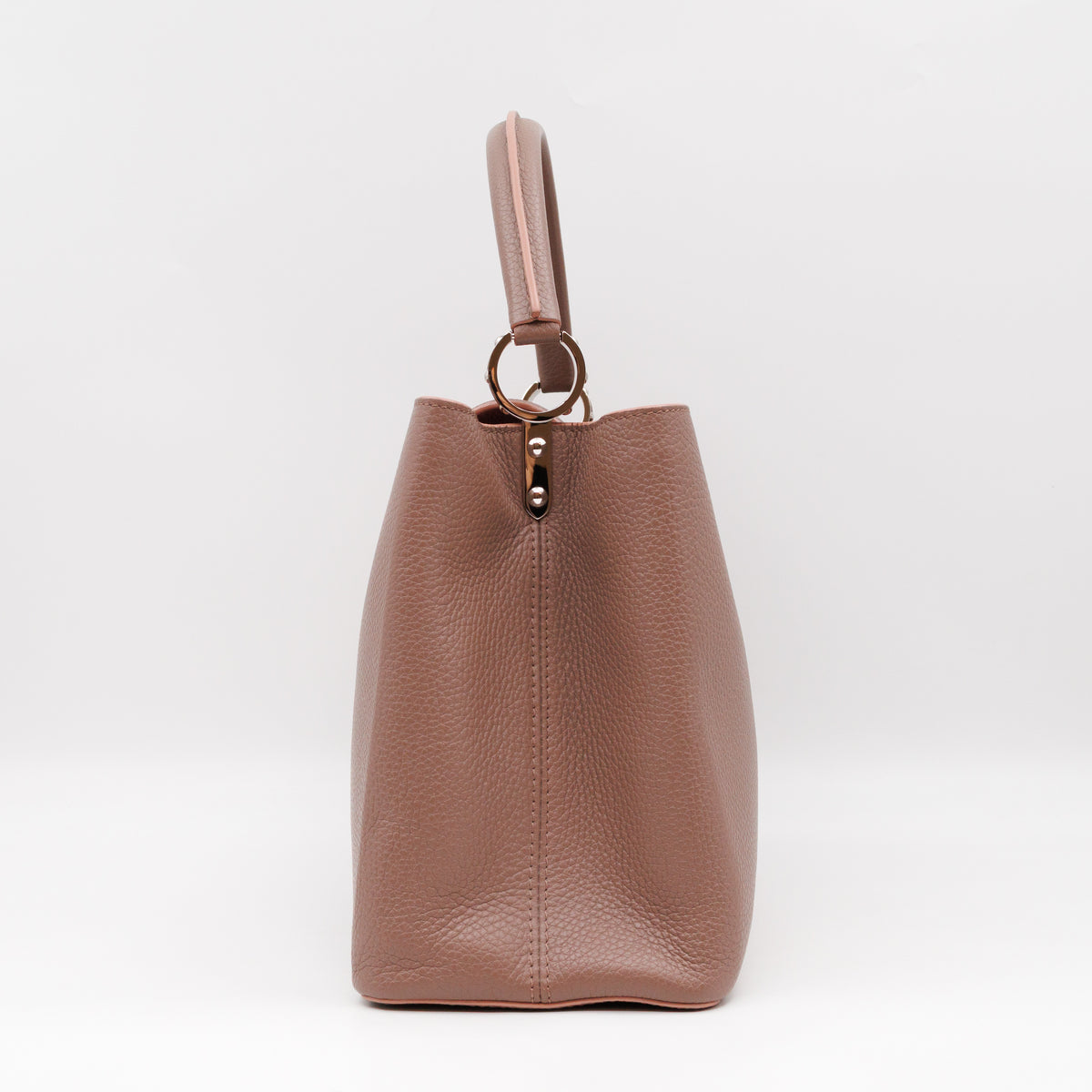 Capucines MM Taupe & Rose Taurillon Leather
