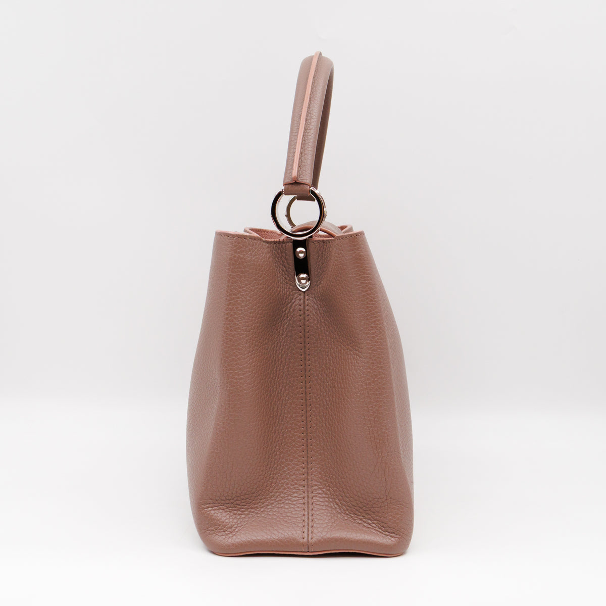 Capucines MM Taupe & Rose Taurillon Leather