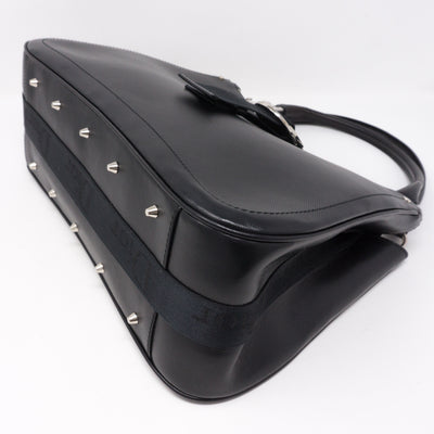 Black Coated Canvas Handbag