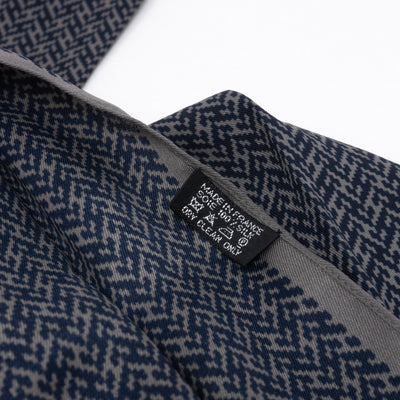 Long Silk Scarf Gray Dark Blue