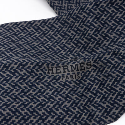Long Silk Scarf Gray Dark Blue