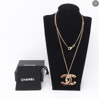 Large CC Necklace Red Gold