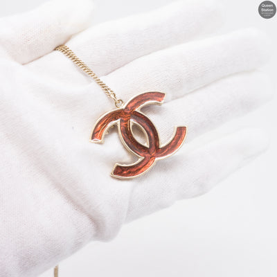 Large CC Necklace Red Gold