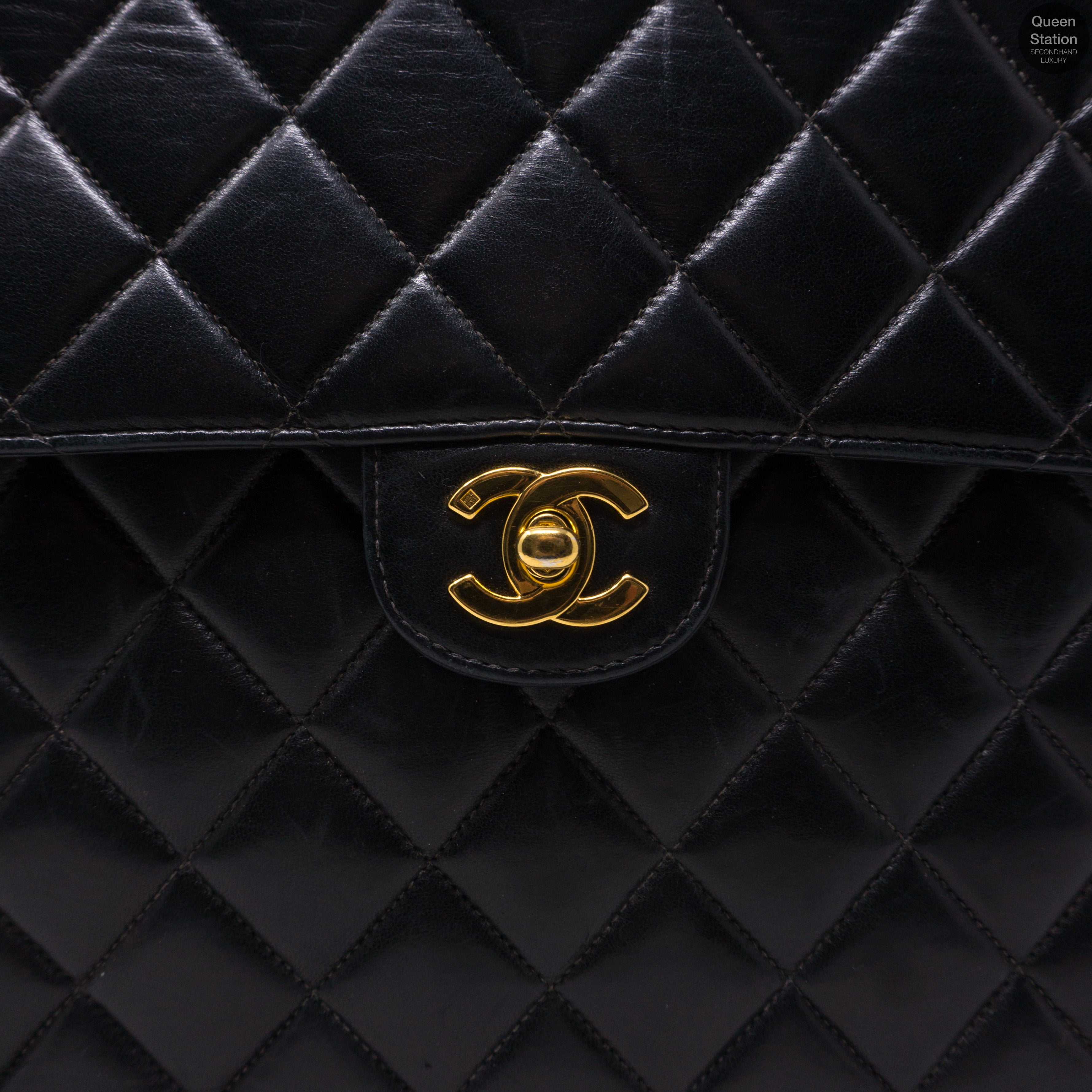 Vintage Black Jumbo Flap Bag