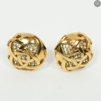 Flower Crystal Clip-On Earrings