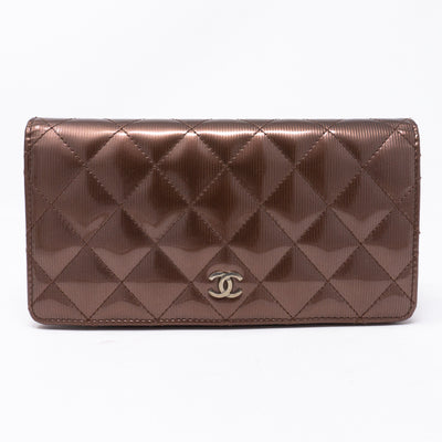 Classic Long Wallet Striped Patent Leather