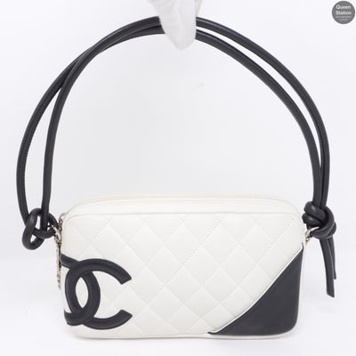 Cambon Shoulder Pochette Quilted Leather White