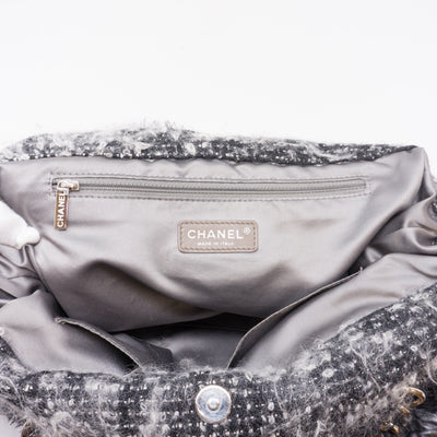 CC Leather And Tweed Chain Tote Bag
