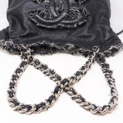 CC Leather And Tweed Chain Tote Bag