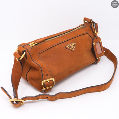 Orange Suede Leather Shoulder Bag