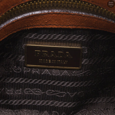Orange Suede Leather Shoulder Bag