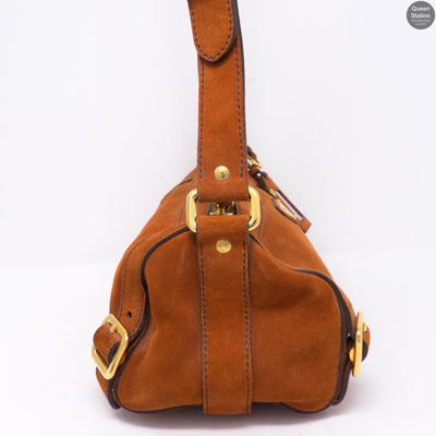 Orange Suede Leather Shoulder Bag