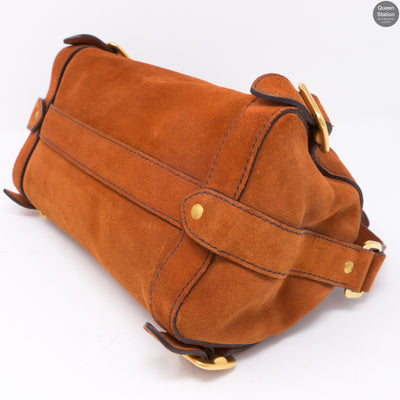 Orange Suede Leather Shoulder Bag