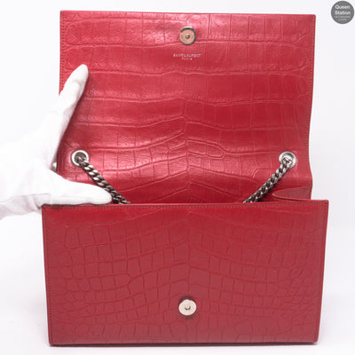 Kate Medium Tassel Crocodile Embossed Leather