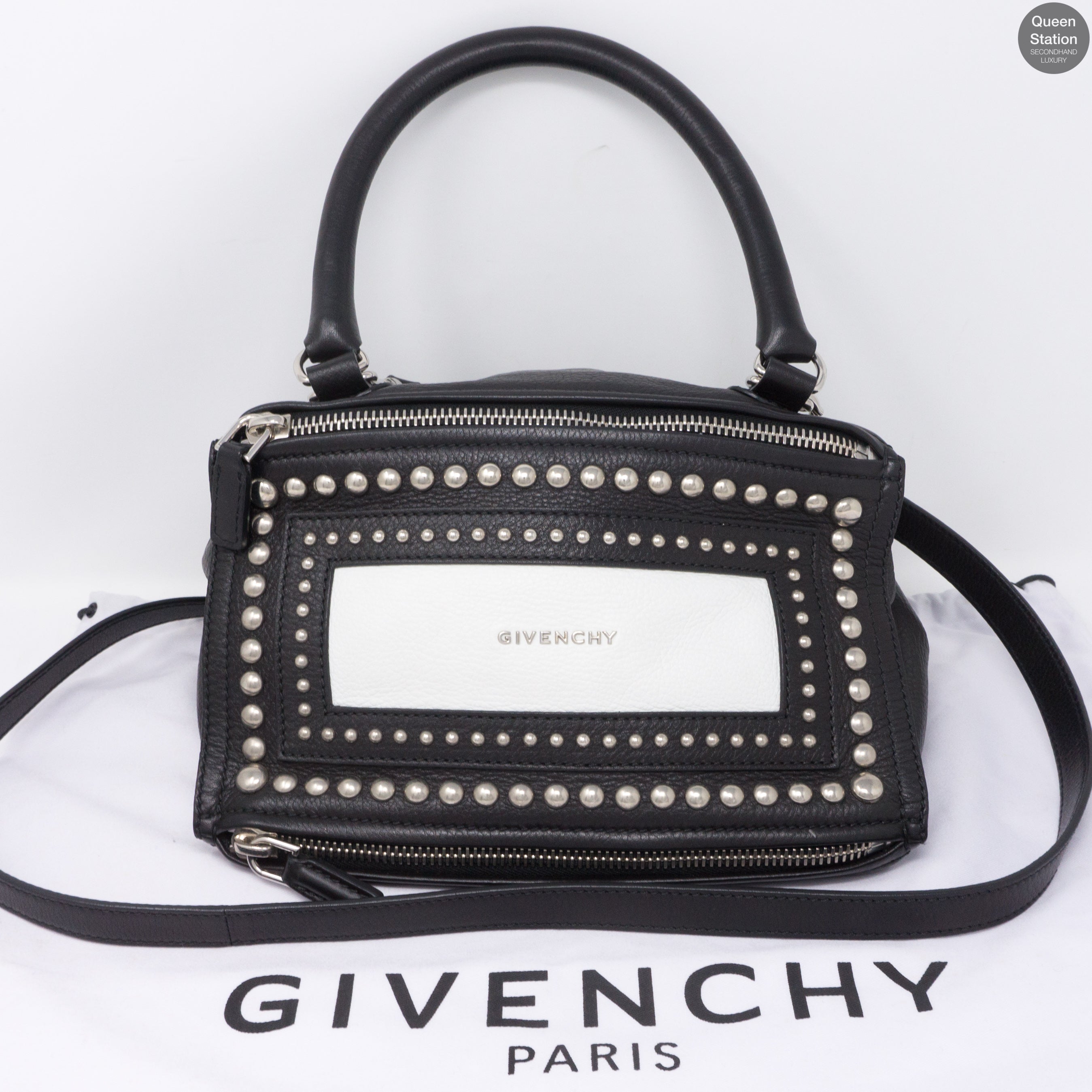 Pandora Studded Black & White Leather