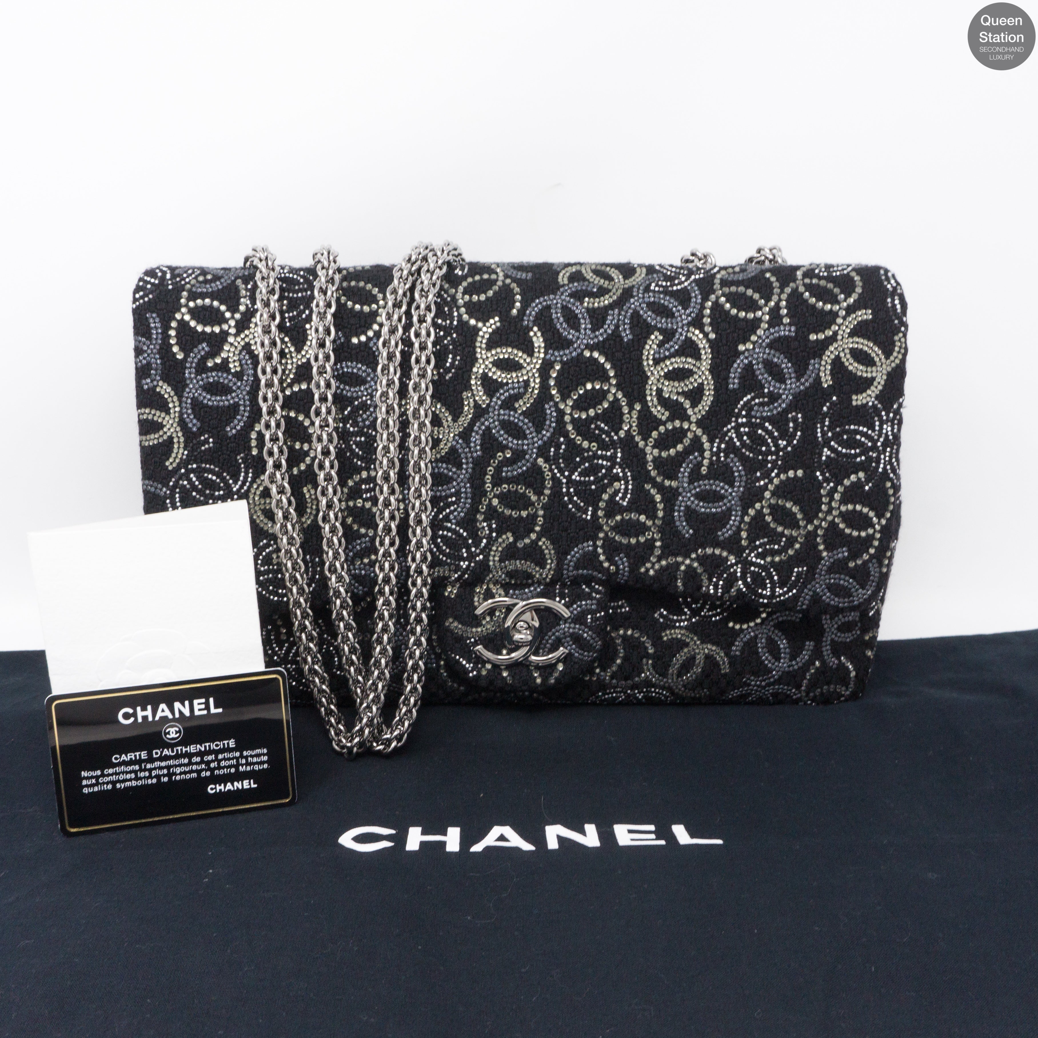 Paris Shanghai Jumbo Strass Flap Bag