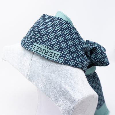 Long Silk Scarf Green Dark Blue