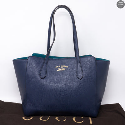 Swing Navy Blue Leather Handbag