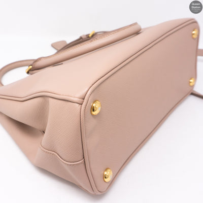 Saffiano Leather Double Zip Dusty Pink