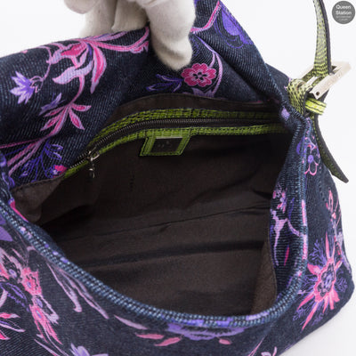 Zucca Mama Denim Embroidery Lizard Handle