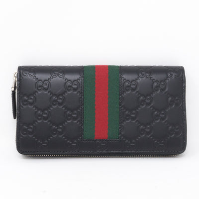 Signature Web Black Zip Around Wallet
