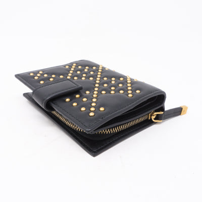 Lady Dior Black Lambskin Wallet Studded