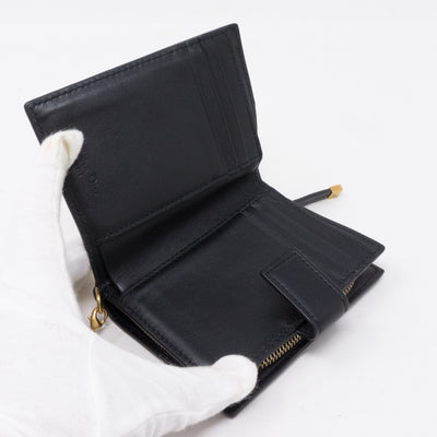 Lady Dior Black Lambskin Wallet Studded