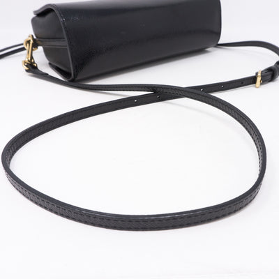 Drawstring Crossbody Black Leather Bag