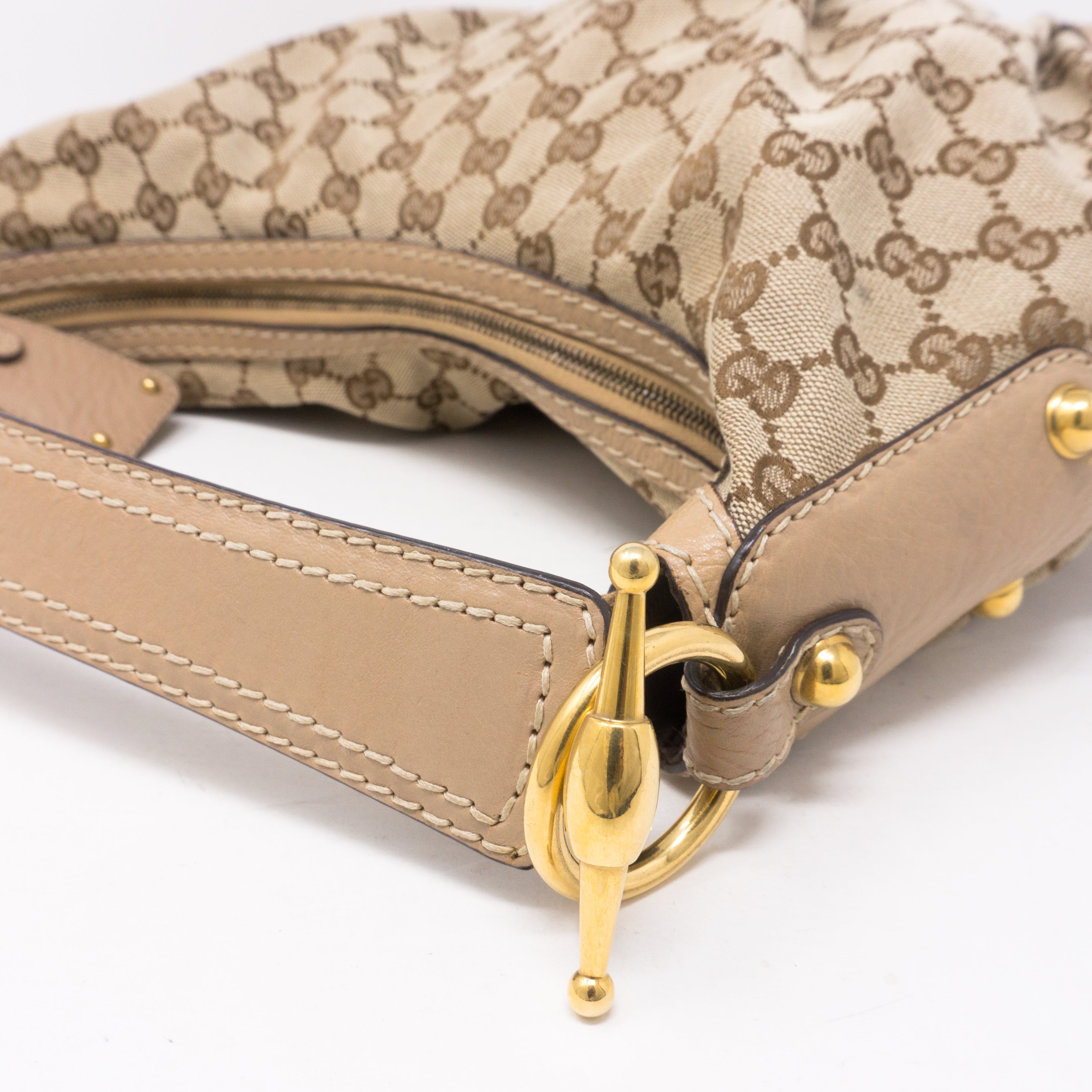 Beige Medium Jockey Hobo