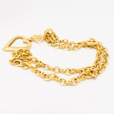 Gold Heart Mirror CC Pendant Necklace