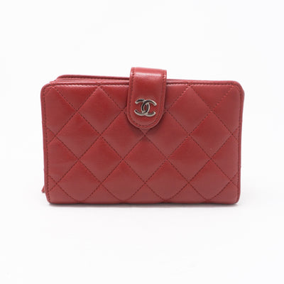 CC Bifold Quilted Red Leather Wallet
