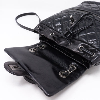 Mountain Backpack Quilted Black Glazed Leather