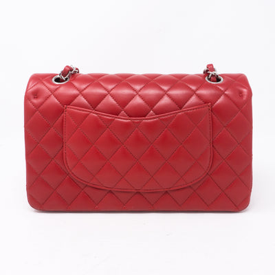 Classic Double Flap Medium Red Silver