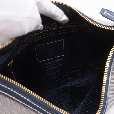 Blue Jacquard Hobo Bag