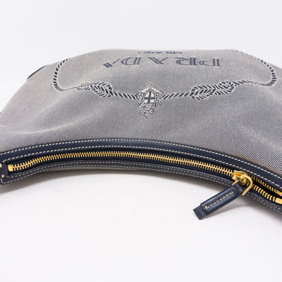 Blue Jacquard Hobo Bag