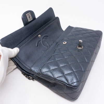 Classic Double Flap Medium Metallic Gray Silver