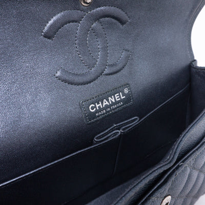 Classic Double Flap Medium Metallic Gray Silver