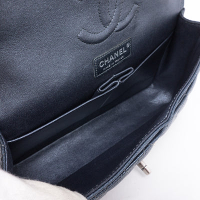 Classic Double Flap Medium Metallic Gray Silver