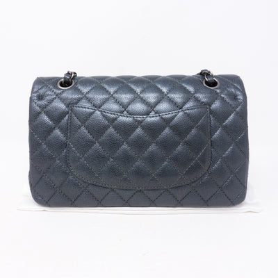 Classic Double Flap Medium Metallic Gray Silver