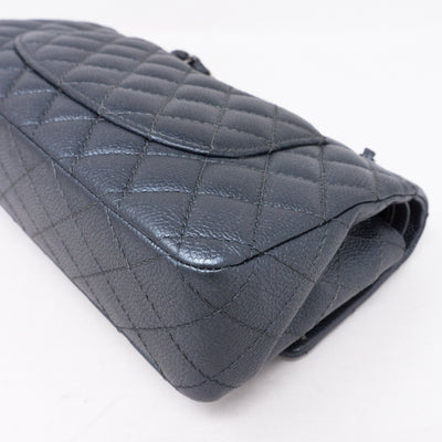 Classic Double Flap Medium Metallic Gray Silver