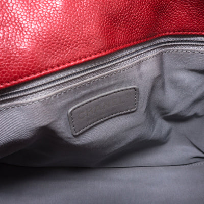 Soft Chain Tote Red Caviar Leather