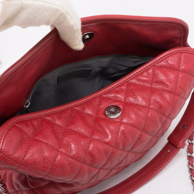 Soft Chain Tote Red Caviar Leather