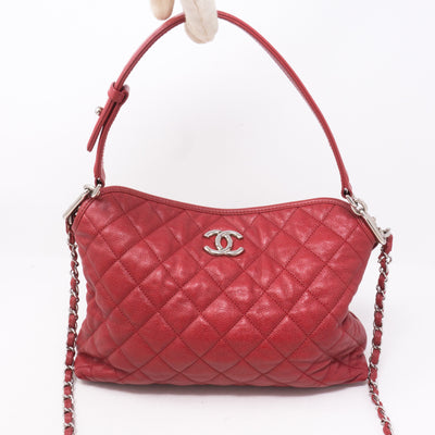Soft Chain Tote Red Caviar Leather